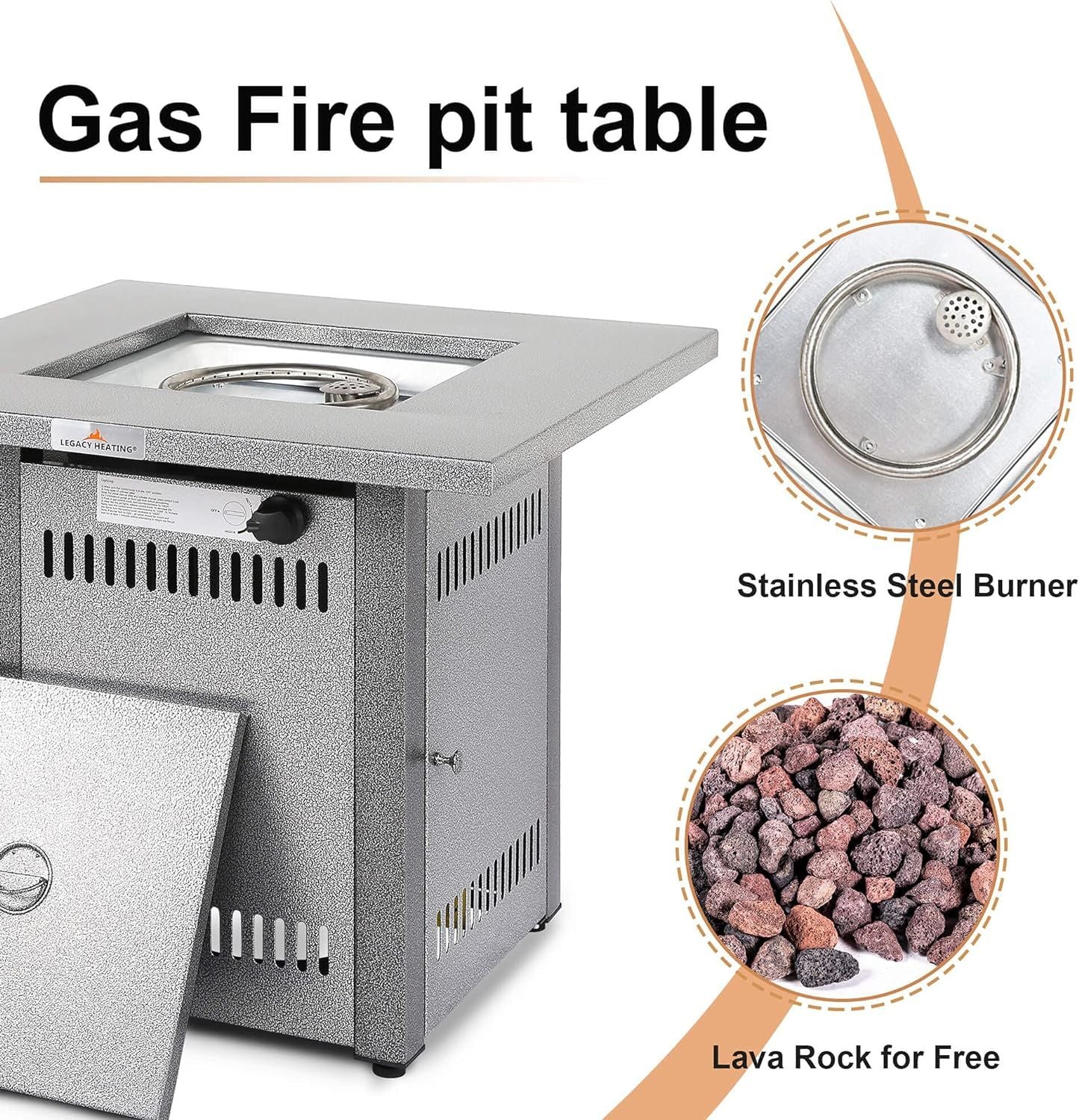 LEGACY HEATING Propane Fire Pit Table Doba